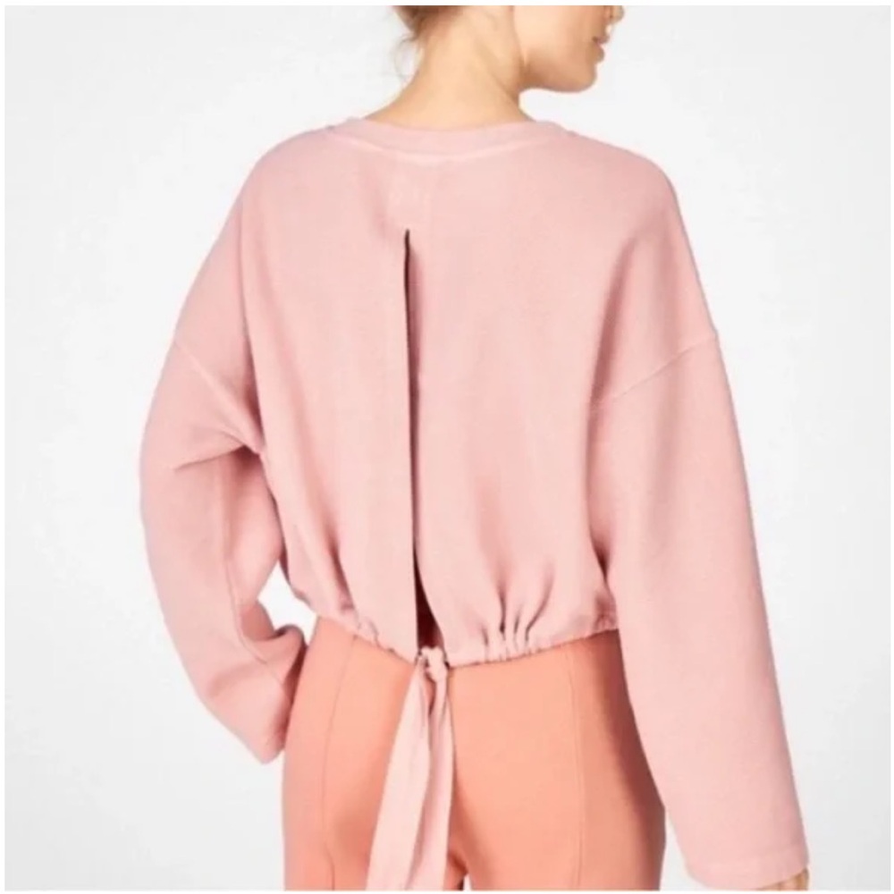 Fabletics Pink Cropped Sweatshirt with Tie Back XS